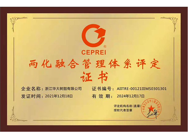 Integration of Informatization and Industrialization Management System Assessment Certificate