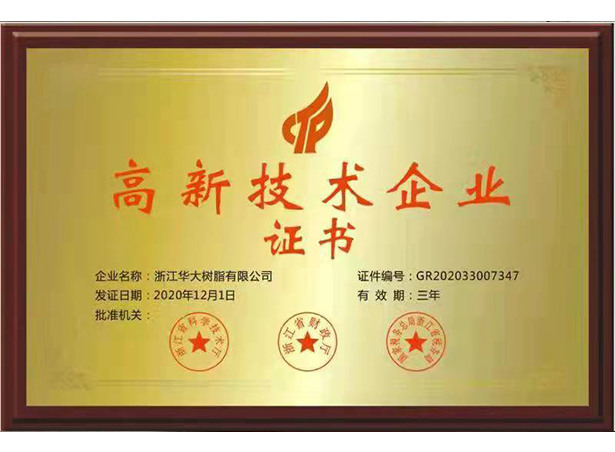 High-Tech Enterprise Certificate